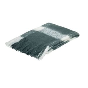 J.Elliot Wren Faux Mohair Throw Charcoal/White