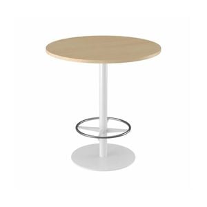 Olg Disc Bar Leaner White Frame New Oak Smooth Top 1050mm Diameter
