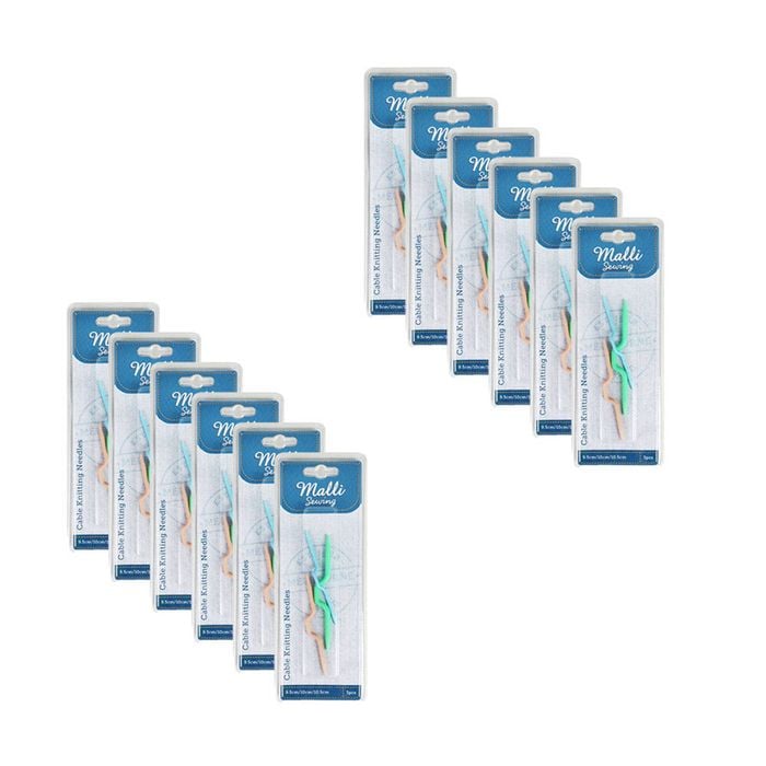 12x 3pc Malli Cable Knitting Needles Soft Grip Cable Stitch Holder Assorted