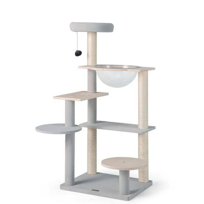 Costway 113cm Wood Cat Tree Tower Condo House W/sisal Scratching Posts
