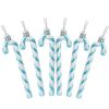 Catzon 6 Pcs Glitter Candy Cane Christmas Ornaments with Golden Ropes-Lake Blue