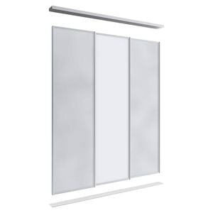Lugna 2100 x 1800mm Clear Anodised 2 Mirror 1 Melamine Wardrobe Triple Sliding Doors