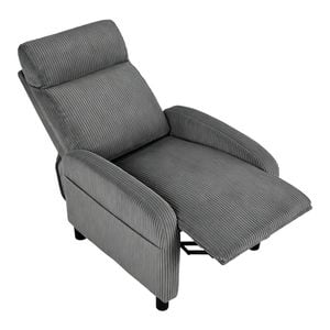 Ufurniture Recliner Chair Adjustable Armchair Corduroy Lounge Chair Reclining Sofa With Side Pocket Grey