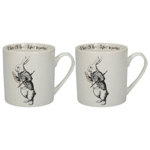 2pk Mikasa X V & A Alice In Wonderland Coffee Drinking Mug White Rabbit 350ml