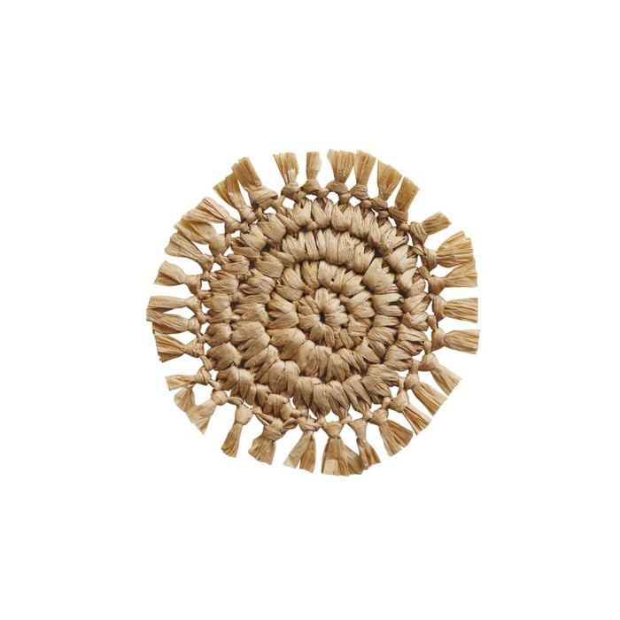 Fringed Round Coaster - Natural PACK of 12