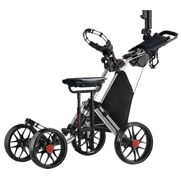CaddyTek CaddyCruiser ONE Pro 4-Wheel Golf Buggy with Seat - Silver