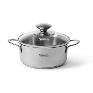 Fissman Saucepot Bambino Series Stainless Steel With Glass Lid 0.9L