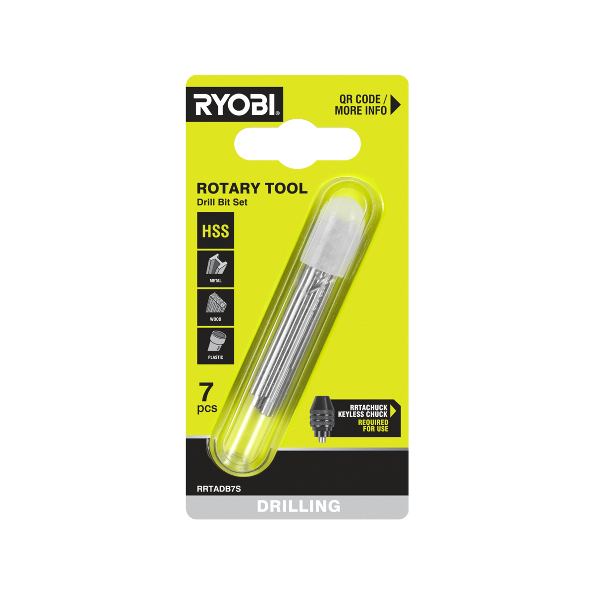 Ryobi 7-Piece Rotary Tool Drill Bit Set - Bunnings Australia