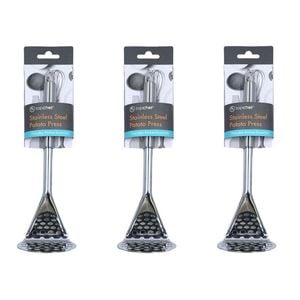 3PK Topchef Stainless Steel Potato Press Kitchen Utensil 25cm Silver