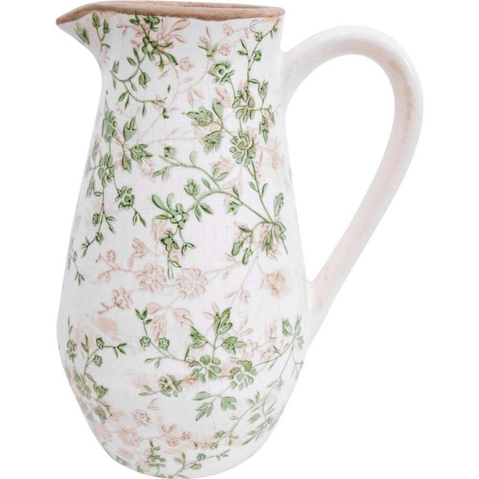 LVD Ceramic Floral Beverage Jug/Pitcher Home/Kitchen Decor 19x25.5cm Evergreen