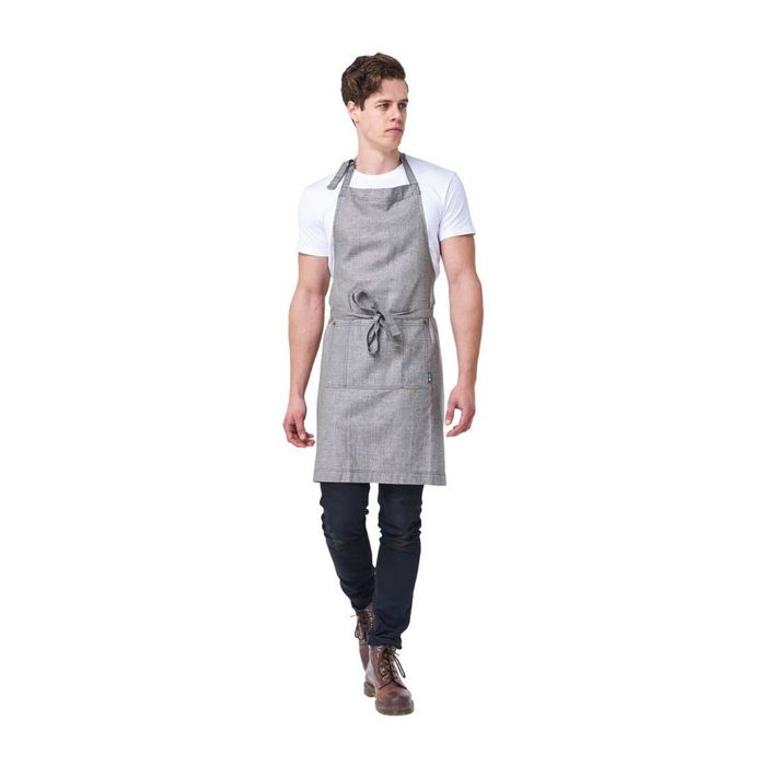 Urbanbar Clementine Bib Apron Linen Charcoal Hospitality Uniforms
