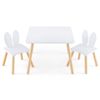 Costway Kids Table & 2 Chair Set Wooden Activity Play Desk Study Dining, White