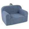 Costway Kid Foam Couch Teddy Fleece Sofa Reading Chair Gift Blue