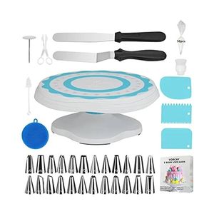 Digitel 85pcs 12 Inch Cake Decorating Supplies Kit Tool Set With Update Cake Turntable Blue
