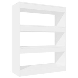 vidaXL Book Cabinet/Room Divider High Gloss White Engineered Wood Bookcase