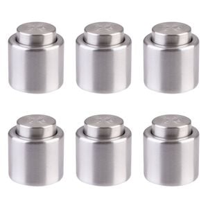 6PK Bartender Stainless Steel Champagne Bottle Stopper - Silver