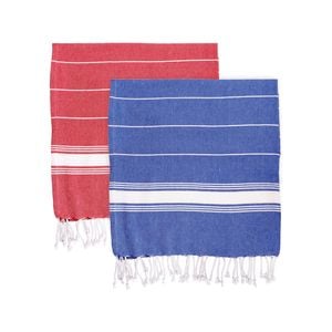 Nicola Spring Turkish Cotton Towels - Navy / Red - Set Of 2