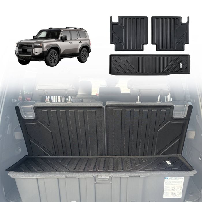 AUSGO Boot Liner for Toyota Land Cruiser Prado 250 J250 LC250 7-Seat 2024-Onwards 3-Piece Set Cargo Trunk Mat Boot Mat