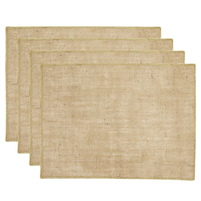 4pc Ladelle Starry Gold Lurex Jute Woven Kitchenware Placemat/Table Mat 33x45cm