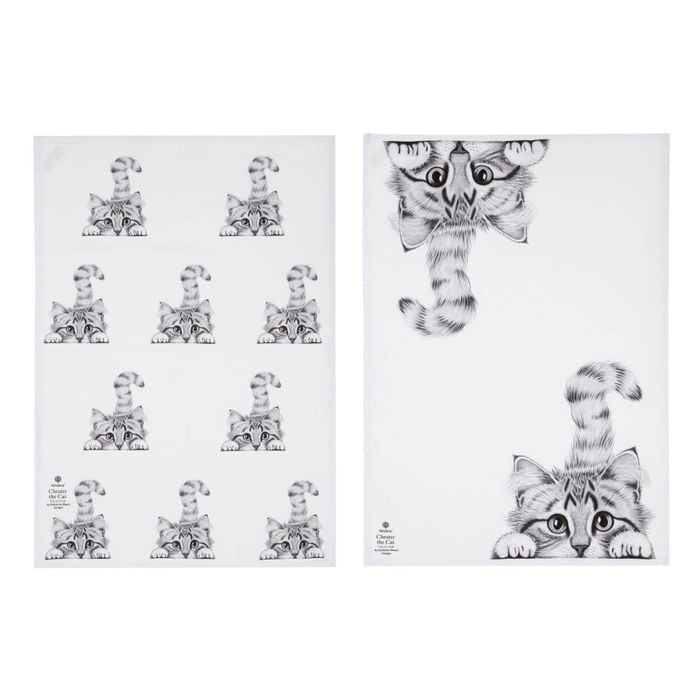 Ashdene Chester The Cat Set Of 2 Kitchen Towels