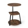 Costway Round Side Table Wooden Bedside Table-Brown