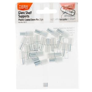 Taskmaster 5mm Plastic Coated Glass Shelf Supports - 20 Pack