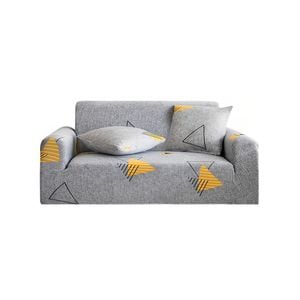 SOGA High Stretch 2-Seater Geometric Print Sofa Slipcover