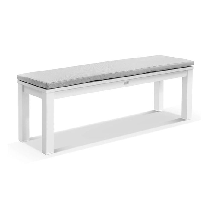 Santorini Outdoor 1.5m Aluminium Bench Seat White - Textured Olefin Grey