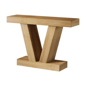 Oikiture Modern Console Table Narrow Sofa Table V-Shape Storage Natural