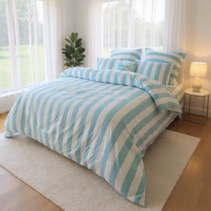 Super King Quilt Cover Set - Premium Double Brushed Microfibre (Aqua Strix)