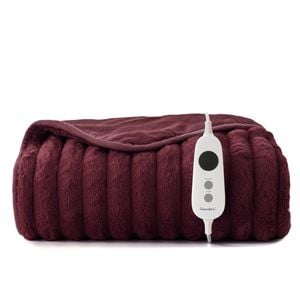 Dreamaker Cirra Chunky Embossed Fleece Heated Throw Cherry 130 X 160cm | Overheat Protection & Washable