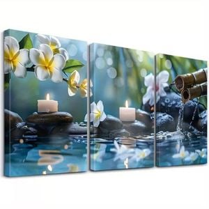 3pcs Serenity Spa Triptych  Print 100% Australian Made 3 x 40x60cm  (Stretched)