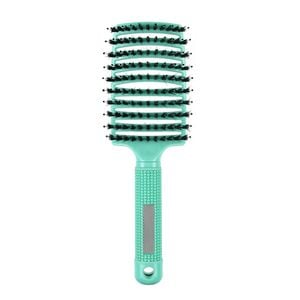 Catzon Boar Bristle Hair Brush Wet Dry Vented Curved Comb-green