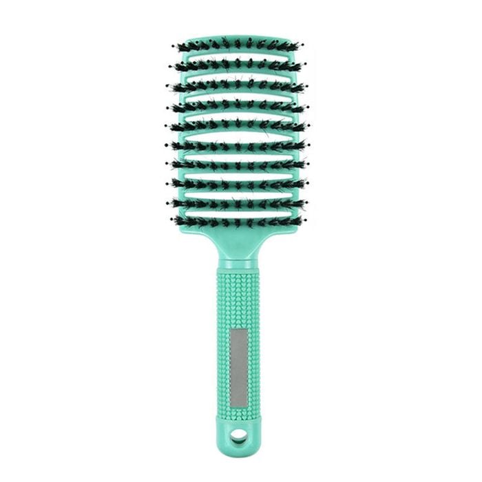Catzon Boar Bristle Hair Brush Wet Dry Vented Curved Comb-green