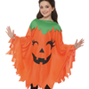 Cute Orange Pumpkin Print Girls Halloween Costume Poncho - One Size