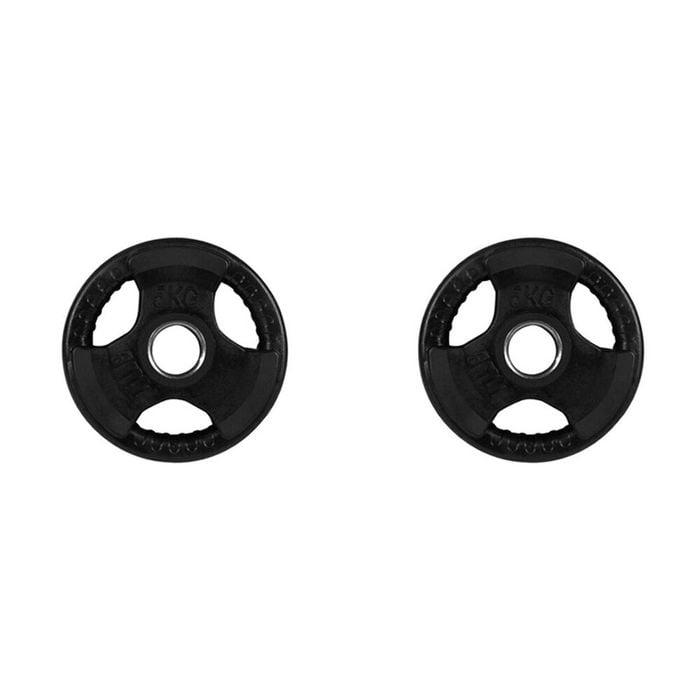 2pk Standard Rubber Ezy Grip Disc Weight Plate Home Gym Exercise 5kg