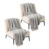 SOGA 2 Pack Silver Flannel Polyester Throw Blanket 150x200cm