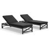 Kansas Outdoor Aluminium Sun Lounge Set On Wheels Charcoal With Hugo Side Table & Denim Grey Cushions