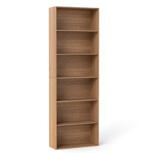 Costway 6-Tier Open Bookcase 178 cm Tall Floor Standing Book Storage Organizer-Natural