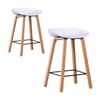 Claire Set of 2 Bar Stools Kitchen Counter PP Seat Wooden Metal Leg White Natural