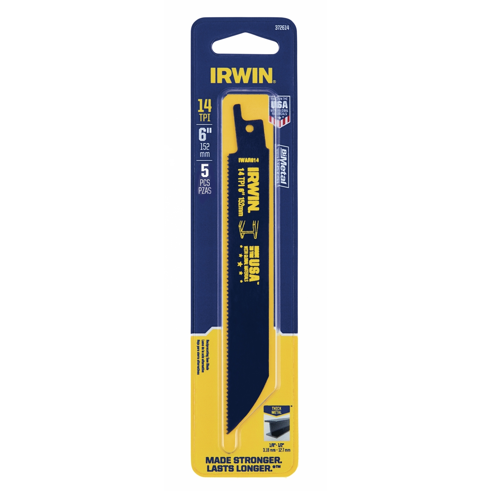 thumbnail image 2 of IRWIN 6-Inch 14 TPI Reciprocating Saw Blades - Heavy Duty Pack Of 50 (Model 372614BB) 2 of 14