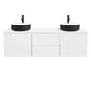 CIBO 1500mm White Nordic Wall Hung Bathroom Vanity With Black And White Basins