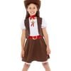 Western Brown Cowgirl Girls Costume - 10-12