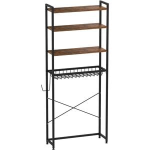 Advwin 4-Tier Over Toilet Storage Rack Over Washer Bathroom Organizer Shelf Walnut