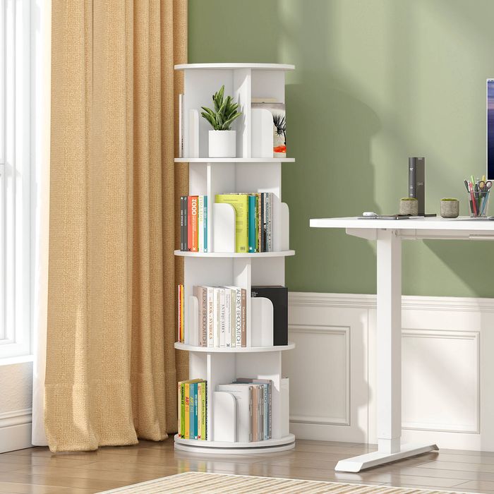 Ufurniture 4 Tier Rotating Bookshelf Corner Standing Wooden Bookcase