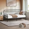 Oikiture Metal Daybed Frame Single Size Sofa Bed Steel Slat Support Black