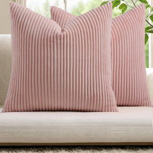 Gioia Casa 2-pack Corduroy Velvet Cushion Covers - 45cm X 45cm, Pink