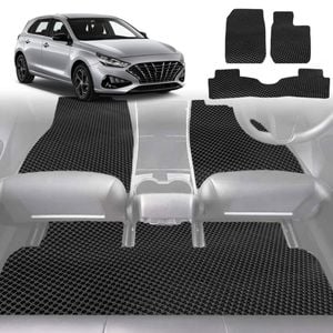 6D Diamond Car Floor Mats for Hyundai i30 2017-2021-Full Set-Black-Outback GT