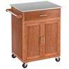 Costway Kitchen Island Wood Trolley Adjustable Utility Storage Cart Cabinet-Oak