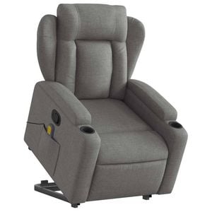 vidaXL Stand up Massage Recliner Chair Armchair Single Sofa Dark Grey Fabric